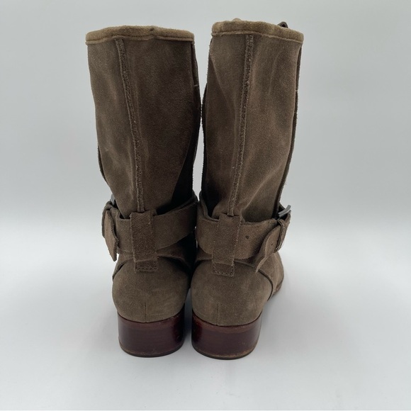 BELLE By SIGERSON MORRISON Women’s 7.5 Who Moto Suede Leather Boots Buckle Strap - Picture 4 of 11